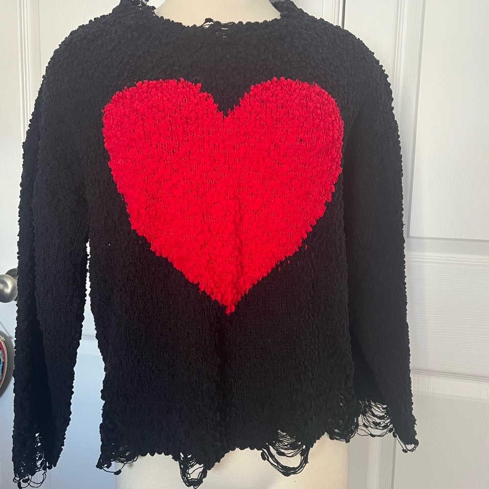 POL black and red heart sweater